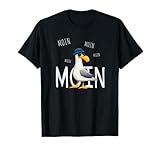 Skizzenmonster Maritime Möwe mit Sonnenbrille T-Shirt für Nordsee- und Ostsee-Fans, Herren, Schwarz, S, Kurzarm, Cartoon, Hipster, Strand- und Meereskultur