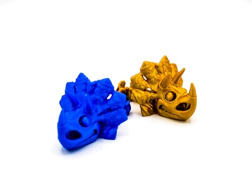 Dinosaur Triceratops Fidget Keychain – Articulating Stress Relief Toy (Blue)