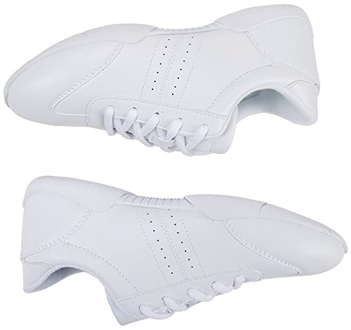 BAXINIER Youth Girls White Cheerleading Dancing Shoes Athletic Training Tennis Walking Breathable Competition Cheer Sneakers2