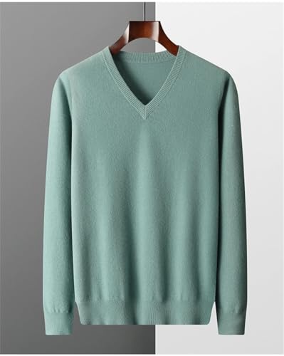 Men's V-Neck Pullover Solid Color Wool Knitted Sweater Casual Long Sleeve Sweater2