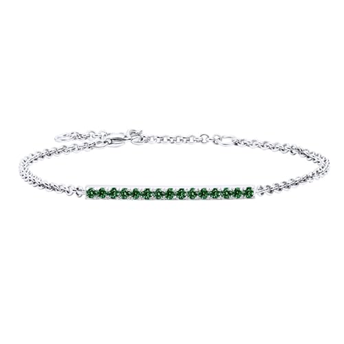 14K White/Yellow Gold Plated Silver Bar Bracelet With 0.45 TCW Lab Grown Diamond/Lab Grown Emerald/Moissanite, Bracelets For Women, Gift For Her Comes With Gift Box