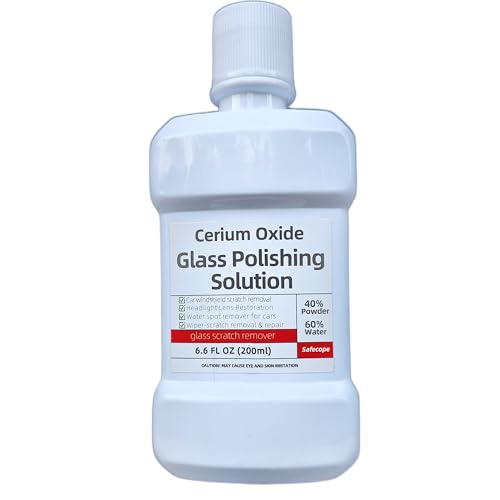 SafeCope 200ml Cerium Oxide Glass Polishing Liquid Deep Cleaning Glass & Removes Wiper Marks Swirls Water Spots & Windshield Cleaner Shake vigorously for 5 sec. Machine Polish 10 min.