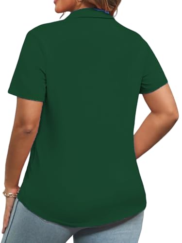 DOLNINE Womens Plus Size Polo Shirts Buttons Casual Work Short Sleeve Collared Shirt2