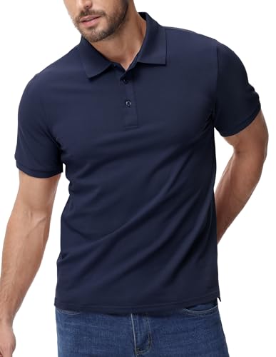 Image of MIER Men's Cotton Pique Polo Shirts, Short Sleeve Golf Work Casual Tops