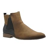 Jazame Men's B-2963 Chuck Nubuck Suede Pull-On Round Toe Chelsea Boots Chelsea Boots Men Botines para Hombre Mens Chelsea Boots Men's Chelsea Boots botas chelsea, Olive, 11