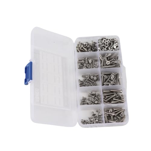 VGEBY Kit de Tornillos M3, Tornillos de Cabeza Plana Cruzada de Acero Inoxidable 304, Surtido de 340 Piezas para Aplicaciones Eléctricas y Electrónicas