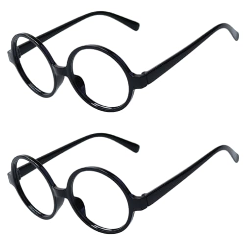 TGKEAIY 2 Paires Lunettes Rondes Rétro, Sorcier Accessoire de magicien, Lunettes à Monture ronde, pour Halloween, Noël, Déguisements, Accessoires de Cosplay