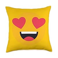 Emoticon Heart Eyes Face Throw Pillow