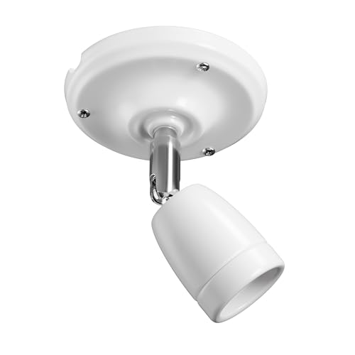 ledscom.de Plafón portalámparas ELEPO, porcelana, acero, blanco brillante, 1x E27 máx. 40W