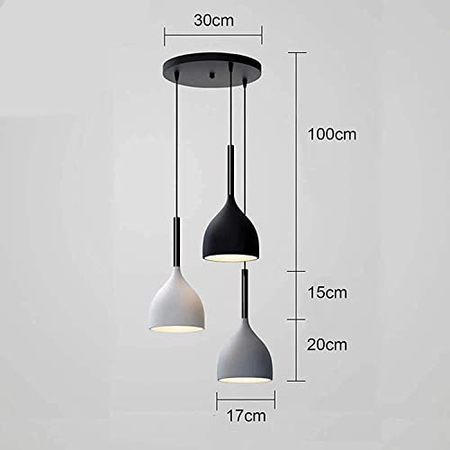 Lámpara colgante de techo de 3 luces E27 de hierro negro para isla de cocina 5