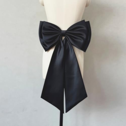 Image of Detachable Satin Bow for Wedding Dress Bowknot with Irregular Tulle Tail