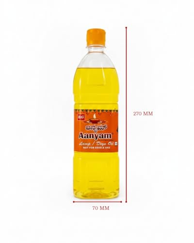 Image of R.G Aanyam Lamp Oil - 900 ml | Diya & Deepam Oil for Pooja, Home Temple & Religious Rituals | Non-Edible & Smokeless Oil for Daily Lighting Use