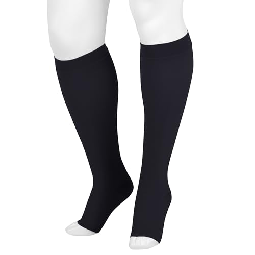 Image of Juzo Dynamic Varin 3512 Knee-High 30-40mmhg Open Toe Stocking with Silicone Top Band, Short