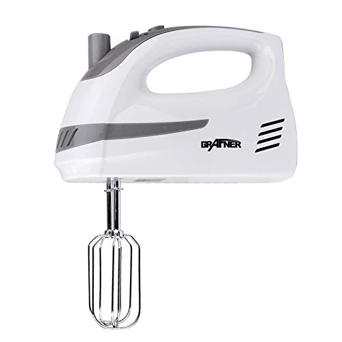 Grafner Turbo Handmixer mit 5 Stufen, 2x Edelstahl-Rührhaken und 2x Edelstahl-Knethaken, Turbo-Funktion, 200 Watt…