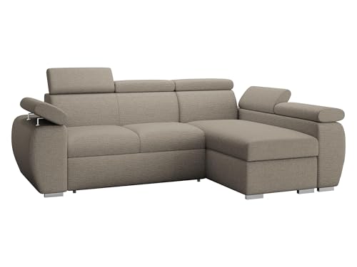 Mirjan24 Boston Mini Canapé d'angle convertible et coffre de lit, coin rembourré, avec appuie-têtes réglables, canapé L, ensemble rembourré, paysage...