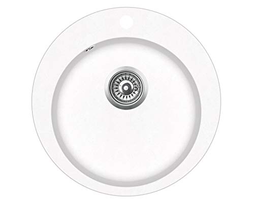 Evier granit blanc - rond sans egouttoir - CLARUS