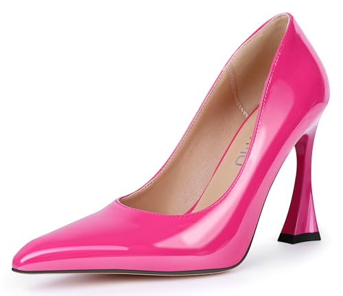 Womens Mid Heel Close Pointed Toe Pumps Buckle Bow-Knot Beaded Prom Dress Patent Leather Summer
