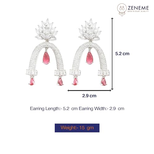 Rhodium-Plated American Diamond Drop Earrings