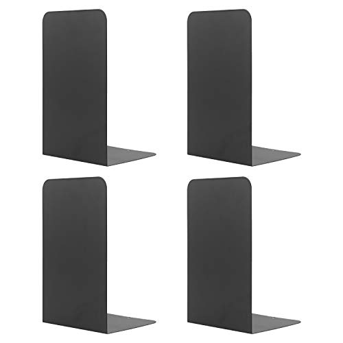 MSDADA Buchstützen aus Metall L, 102x203x135mm, 2 Paar CD Buchständer Kinder, Bücherregal für Schule Zuhause Büro Bibliothek Decorative(Schwarz) Cover