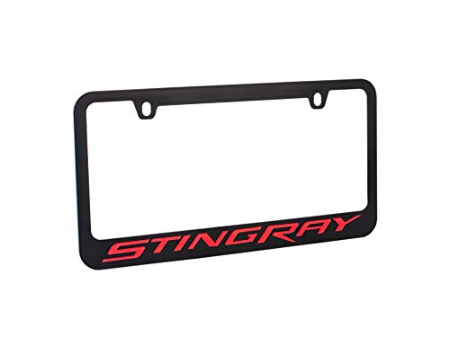 West Coast Corvette C7 Stingray Script License Plate Frame - Black w/Red Script