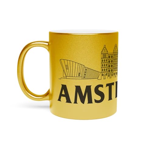 Fabulous Mug Doré en Céramique Chromé - Amsterdam Minimalist Voyage Pays-Bas Tourisme - 325 ml