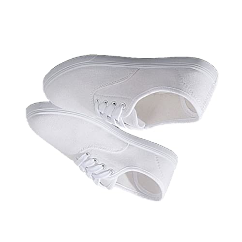 Atmungsaktive Kampfsport-Schnürschuhe, Sportboxen Kung Fu Taichi Leichte Low-Top-Segeltuchschuhe,White-40 EU Cover