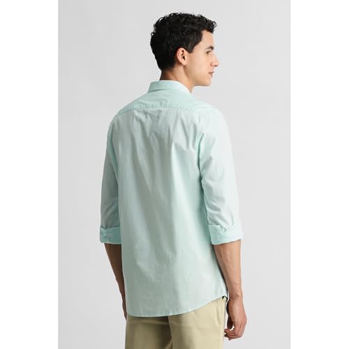 Image of Peter England Men's Slim Fit Full Sleeve Cotton Solid Casual Shirt with Pocket
