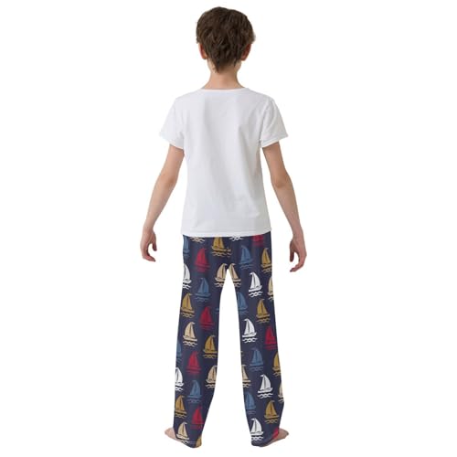 ZZXXB Sailing Boat Boys Long Pants Soft Trousers Elastic Waist Kids Lounge Bottoms with Pockets S-XL3