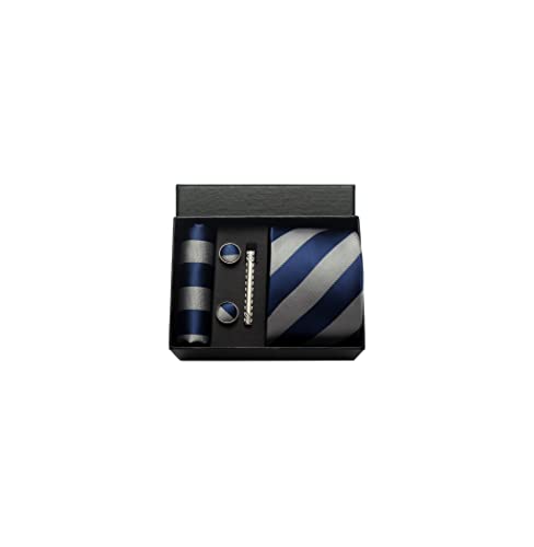 Image of Striped Plaid Polka Dot Mens Tie Formal Necktie Pocket Squares Ties Clips Cufflinks Classic for Men Set