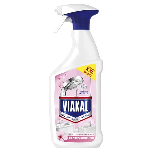 Viakal Spray Anticalcare, Formato XXL 800ml, Fragranza Fresco Profumo, Tecnologia Anti-Goccia, Elimina Fino Al 100% Di Calcare e Residui di Sapone