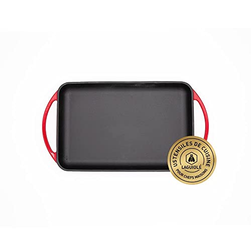 - Piastra rettangolare ghisa smaltata 33.2 x 21.7 x 3 cm rosso