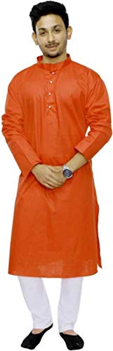 Image of Men's Cotton Blend Plain Kurta Comfortable and Stylish