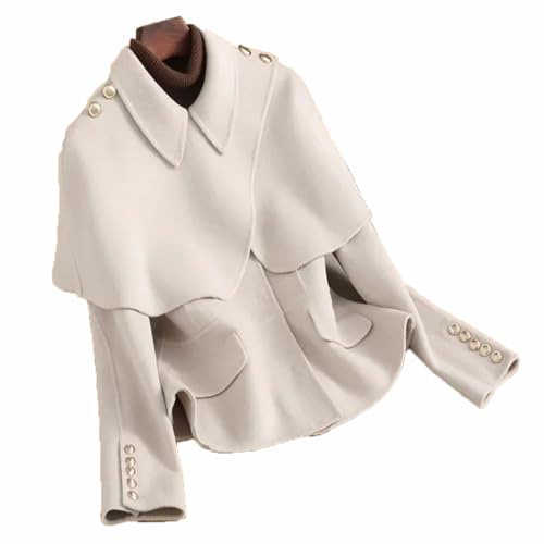 Women Spliced Woolen Jacket Detachable Cloak Thick Cardigan Outwear Woolen Coat4