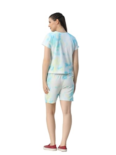 Image of GRECIILOOKS Cotton Co-Ord Set For Women | Outfits Tracksuit Set | Co-Ord Set For Women Stylish | Travel Pajama Set | Tie Dye Printed Short | Half Sleeve