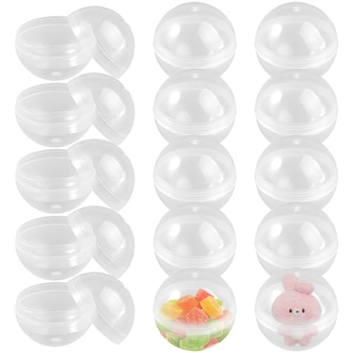 100 Pièces Mini Boule Plastique Transparente, 28mm Capsules Rondes Vides, Boule en Plastique, Boules Transparente à Remplir pour remplir des décorations de Noël et...