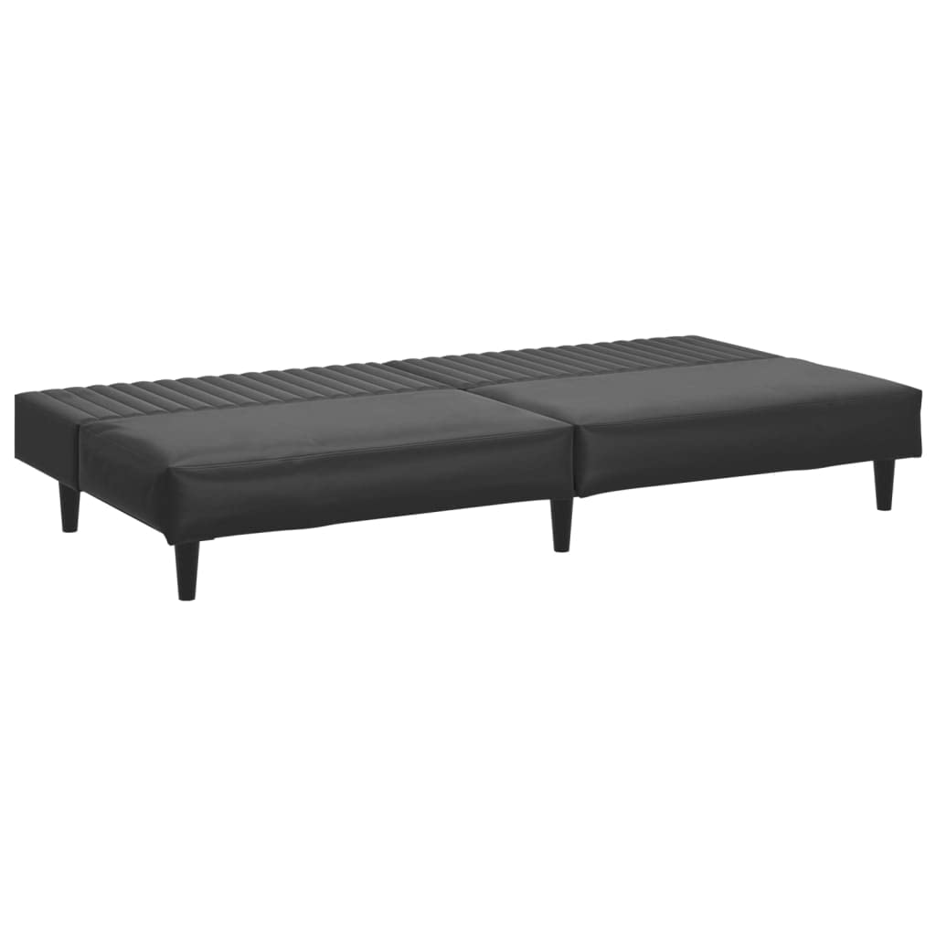 Sofá cama genérico de 2 plazas, color negro, piel sintética convertible en cama doble, respaldo abatible, marco de madera resistente, revestimiento de piel sintética suave y fácil de limpiar, ideal