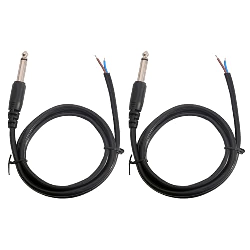 Cable de reparación 6.35mm TS Mono macho a cable abierto 2 piezas 3FT miniatura 1