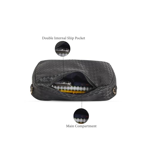 Image of Caprese Maddy Medium Hobo Bag for Women with Adjustable & Detachable Strap | Stylish Textured Handbag for Everyday Use | Perfect for Casual Outings, Work, Travel, and Special Events