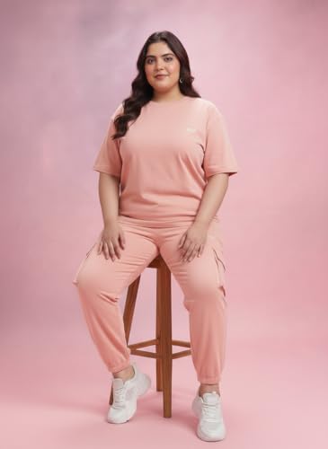 Image of Kepa Plus Size Summer Co Ord Set for Women | Top and Lower Set with Stretchable Waistband | Stylish Airport Outfit for Women | Western Track Suit Co-Ord Set for Casual Wear