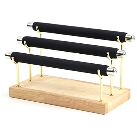 WGHJK Black Velvet 3 Layer Watch Bracelet Bracelet Jewelry Display Stand Wooden Bracelet Watch Bracelet Storage Rack Stand (Color : B, Size : 19 * 10 * 12cm) Cover