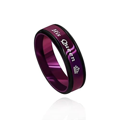 Image of Fashion 2-Tones Her King Ring, Black Blue, Matching Couples Wedding Band Engagement, Lovers Valentines Jewelry Gifts Y1314-2D (size 7)
