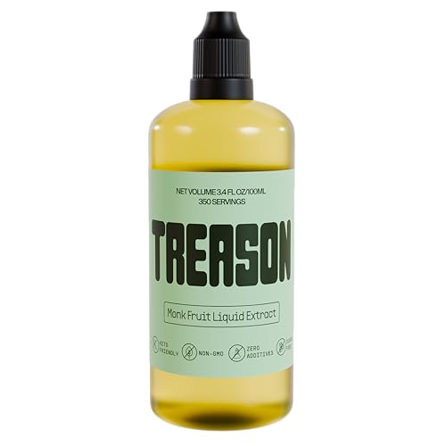 Treason, 100% Monk Fruit Liquid, Without Erythritol or Allulose, Keto Friendly, Non-GMO, Zero Sugar, 340 Servings, 100ml
