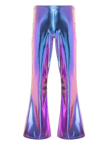 Men Metallic Bell Bottom Flared Pants Flare Leg Pants Disco Rave Dance Pants Motorcycle Leggings