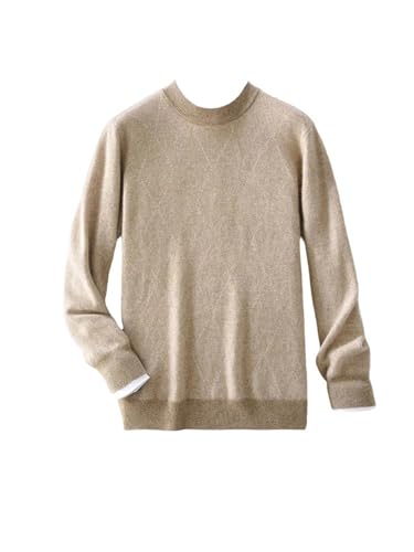 Men's Round Neck Wool Knitted Sweater Solid Diamond Color Blocking Pullover Business Casual Sweater