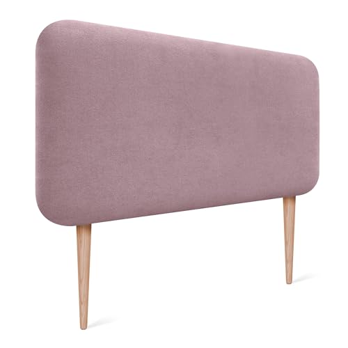DHOME Cabecero Tapizado Liso Redondeado Tela Aqualine con Patas para Pared Acústicos Cabeceros Absorbentes Cabezal Cama Dormitorio (Salmón, 90cm)