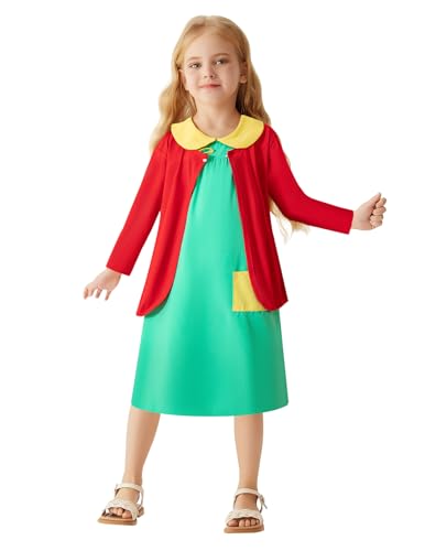 Disfraz Auggle Girls vestido verde con cárdigan rojo miniatura 1