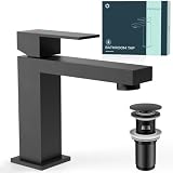 FORIOUS® Wasserhahn Bad Schwarz, Waschtischarmatur mit 102 mm Auslaufhöhe