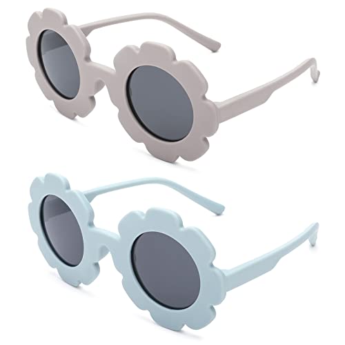 Hycredi Kids Flower Sunglasses Round Polarized Sung Lasses Cute Shades UV 400 Protection Girls2