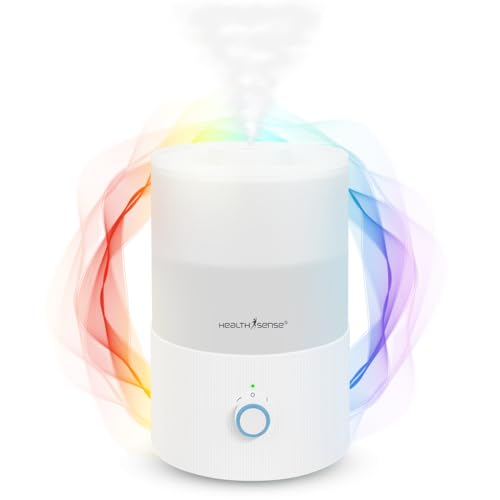 HealthSense Cool Mist Humidifier for Room Moisture � 3.3L Ultrasonic Air Humidifier for Bedroom & Home | Top Fill, 360� Mist, Aroma Diffuser, 7-Color Light, Auto Off, Baby Room & Plants Safe | RH 490