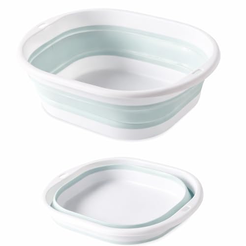 Lafefe Thickened Collapsible Washing Up Bowl Portable Folding Wash Basin with Handles Space Saving Camping Sink Multipurpose for Camping Caravan Kitchen & Travel(Blue 3.5L)